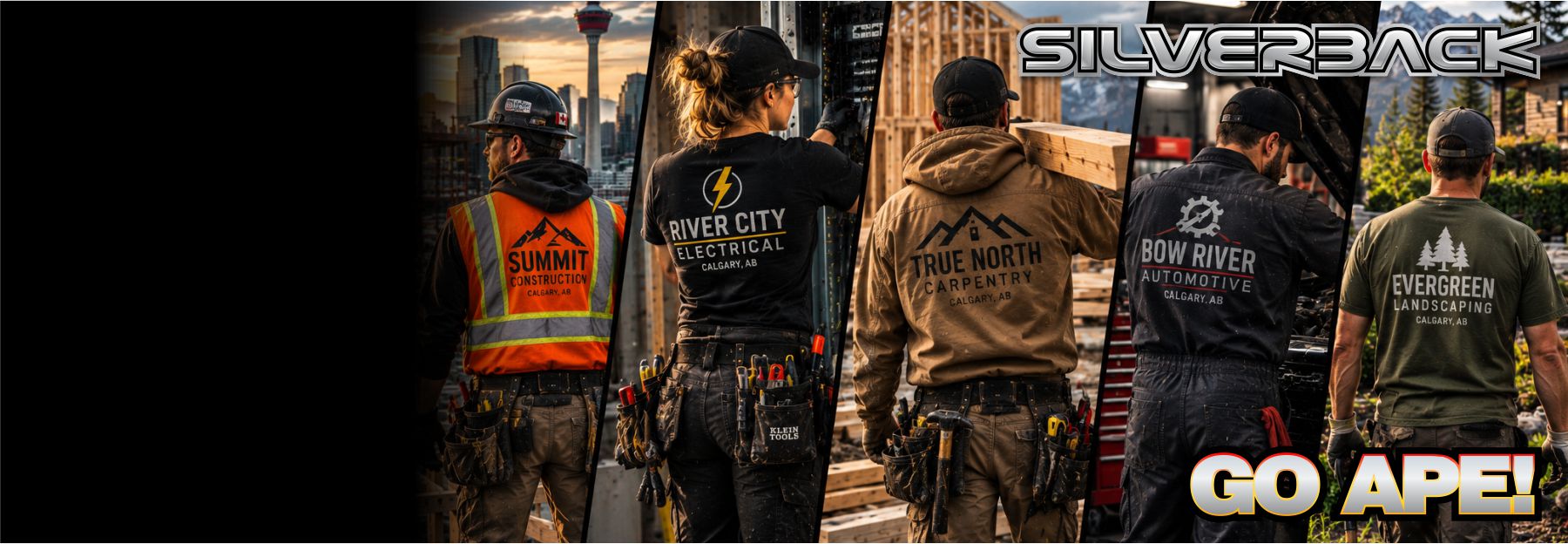 Calgary and Alberta tradespeople wearing custom branded workwear